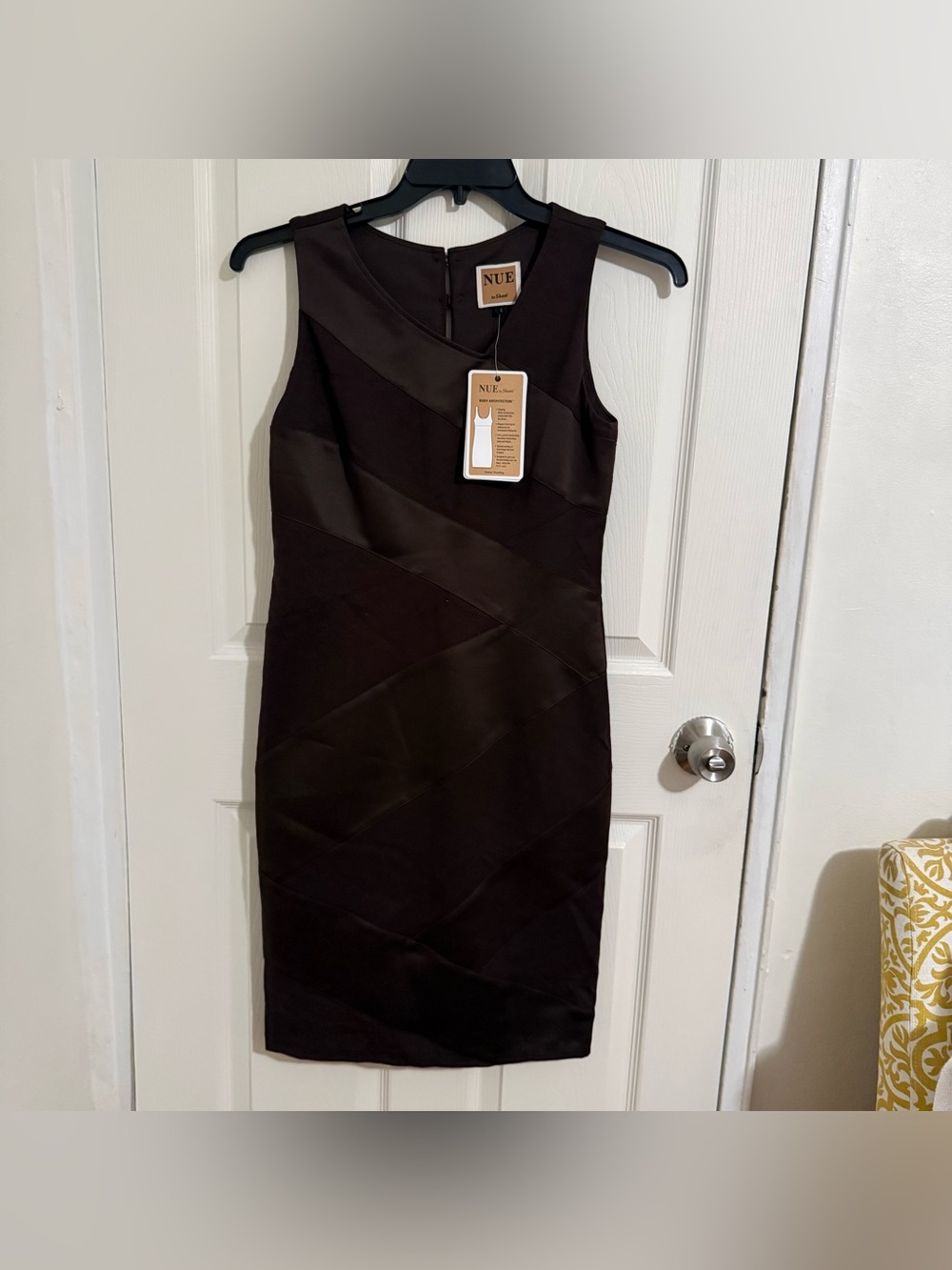 Nue by Shani Black Paneled Midi Sheath Dress